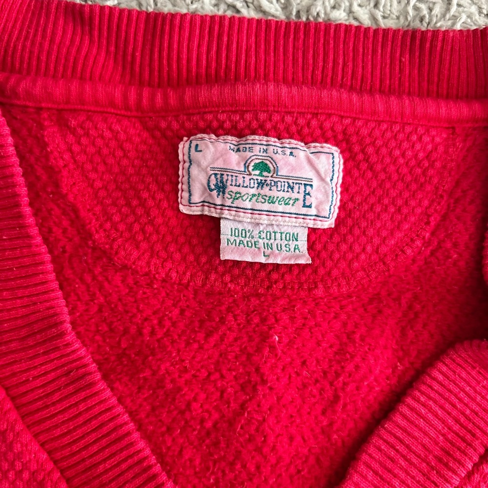 Vintage Willow Pointe Wendys Logo Sweater Vest Red Cotton V-Neck Mens Large USA - Picture 3 of 6